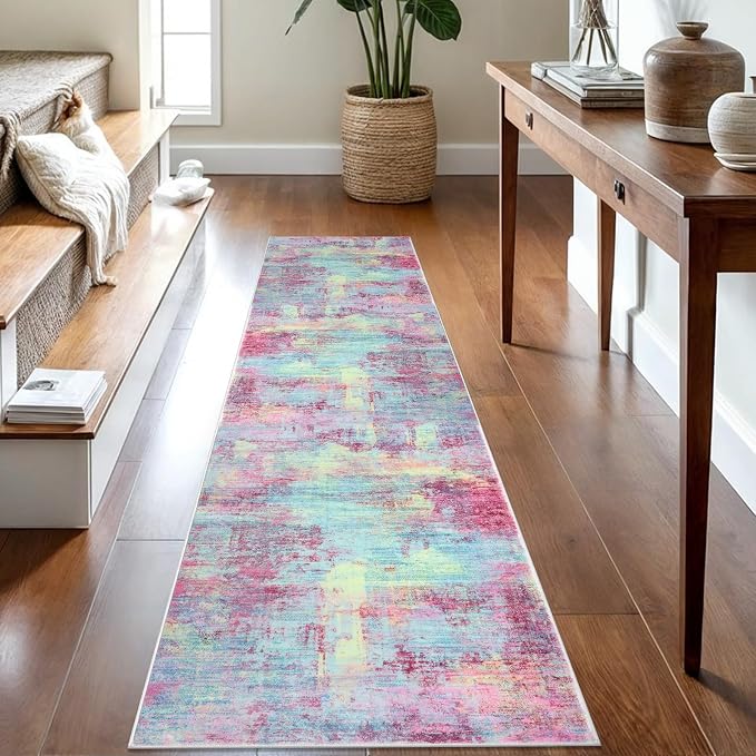 IOHOUZE Abstract Runner Rug 2x8 Ft Washable Runners