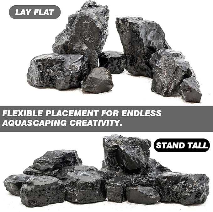 Unocho Aquarium Rocks 40lb Natural Slate Stone Rocks for Aquariums Landscaping Paludarium Model Tank Decoration Aquascaping Amphibian Enclosures Garden(3"-10"-12pcs)