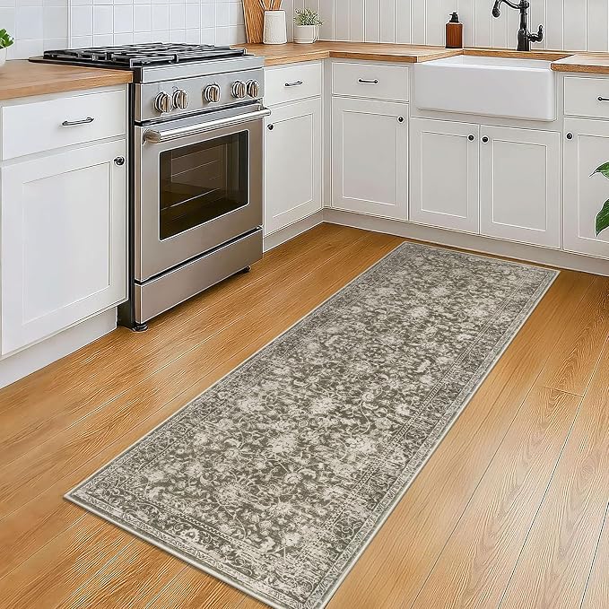KILOCOCO Hallway Runner 2x5 Kitchen Runner Rug Printed Vintage Floral Washable