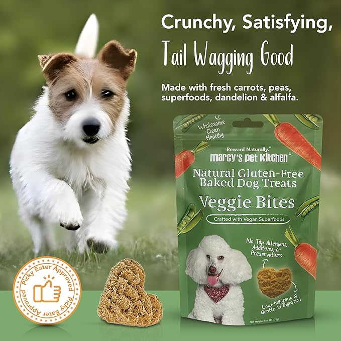 Marcy's Pet Kitchen-Diabetic Dog Treats-Vet Recommend-No Preservatives - Crunchy, Superfoods, All Natural-Vegan Homemade,-Gluten Free-for Sensitive Stomachs-Made in The USA Only (2 Pack - Veggie)