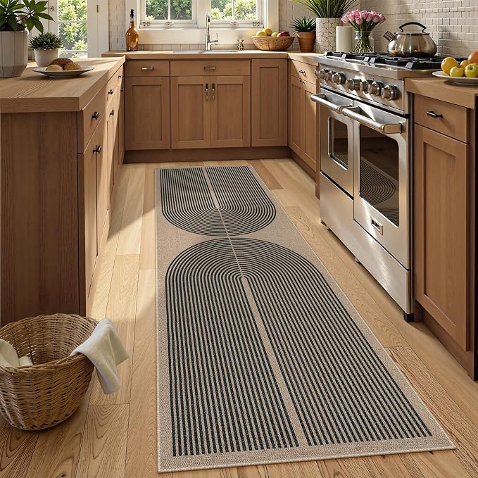 Lahome Modern Rainbow 2x8 Runner Rug, Washable Hallway Kitchen Runner Rugs