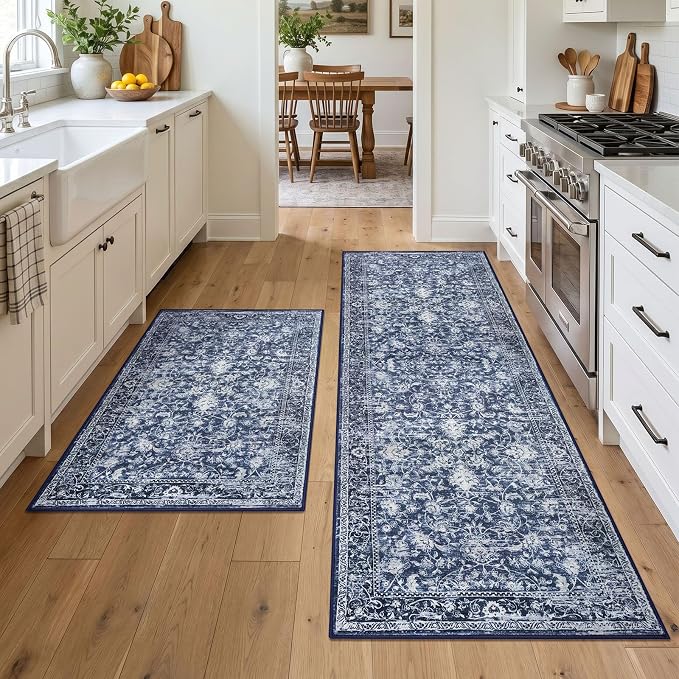 KILOCOCO Kitchen Rug Runner Sets of 2PCS 2x3 and 2x6 Washable Area Rug Non Slip