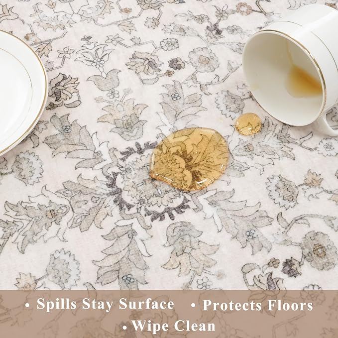 2x10 ft Hallway Runner Rug Washable – Boho Floral Non Slip Long Carpet Runner