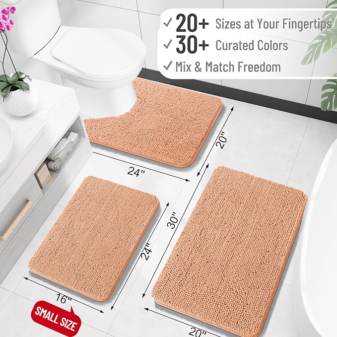 OLANLY Bathroom Rugs 35x24, Extra Soft Absorbent Chenille Bath Rugs, Rubber