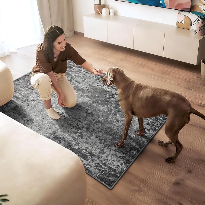 Entryway Rug 3x4 Black Bedroom Area Rug Washable Non Slip Abstract Boho Rugs
