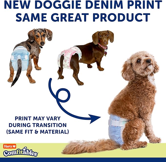 New! Hartz® Comfitables® Disposable Dog Diapers, Size XS 12 Count, Comfortable & Secure Fit, Easy to Put On, Super Absorbent Male and Female Diaper