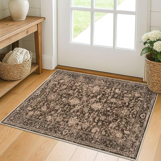 KILOCOCO Small Area Rug 2x3 Entryway Rugs Washable Rug Printed Vintage Floral
