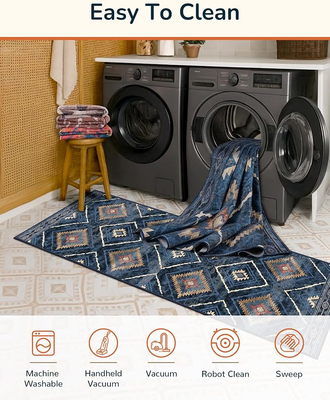 BESTSWEETIE Area Rug 8x10 Rug Machine Washable Non-Slip Low Pile Print Pattern