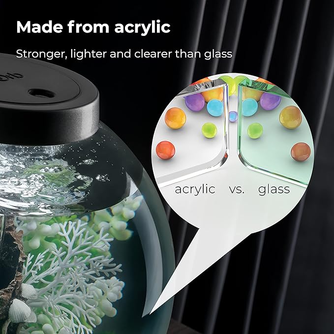 biOrb Classic 30 Acrylic 8-Gallon Aquarium with Multi-Color Remote-Controlled LED Lights Modern Tank for Tabletop Display, Black