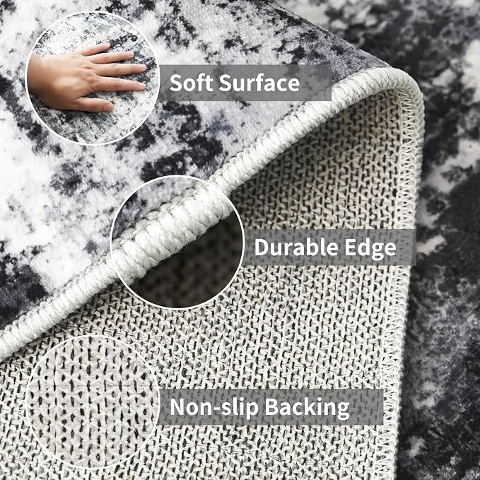 3x12 Washable Runner Rugs for Hallway: Long Abstract Runners for Entryway