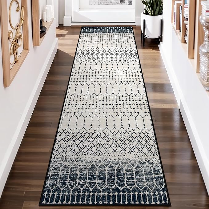 Lahome Moroccan Washable Runner Rug 2x6, Ultra-Thin Geometric Print Distressed
