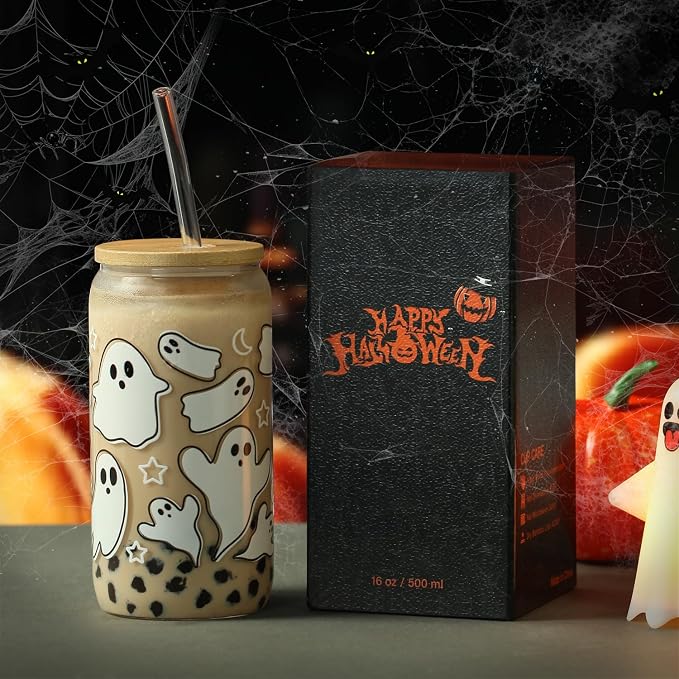 Halloween Ghost Fall Glass Cup
