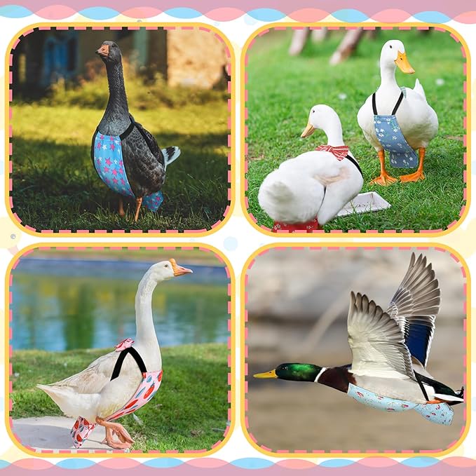 6 Pcs Chicken Diapers for Hens Rooster Ducks Reusable Washable Duck Diapers with Bow Tie for Ducklings Hens Goose Poultry Adjustable Clothes for Hen Rooster Chicken(Classic,M)