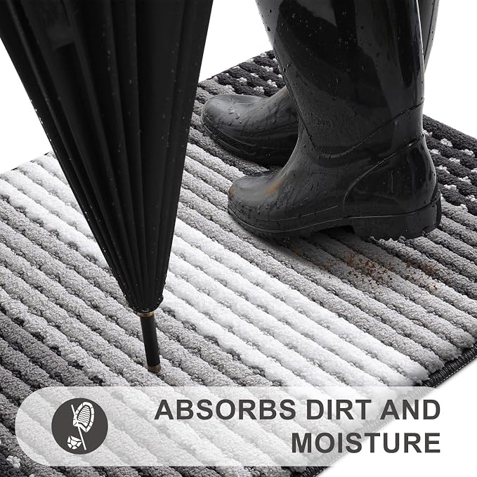 Kitinjoy Indoor Outdoor Door Mat, 47x17 Non-Slip Absorbent Dirt Trapper