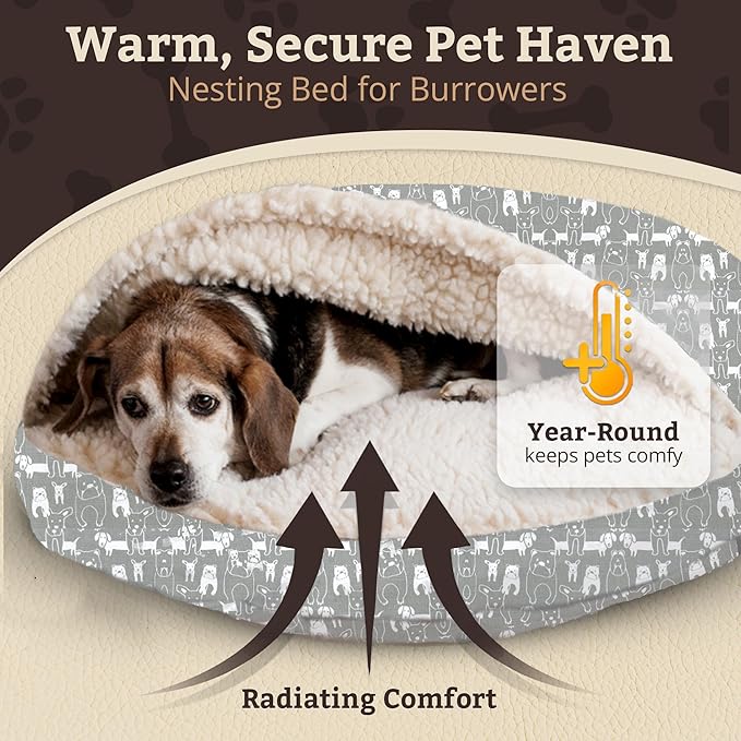 Snoozer Luxury Cozy Cave Pet Bed, Wag Collection, Small - Pedigree Storm