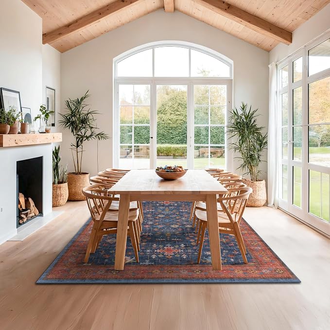 Navy Blue Area Rugs 9x12 Living Room, Dining Room Rugs