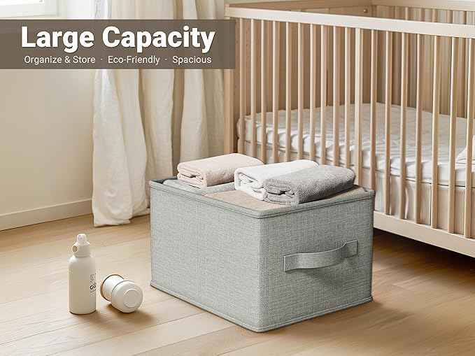 3 Pack Fabric Storage Bins for Shelves | 14.75x10.25x8.25 in Storage Baskets |