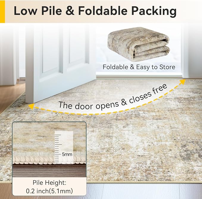 RELEANY Washable Area Rugs 6ft Non-Slip Modern Abstract Soft