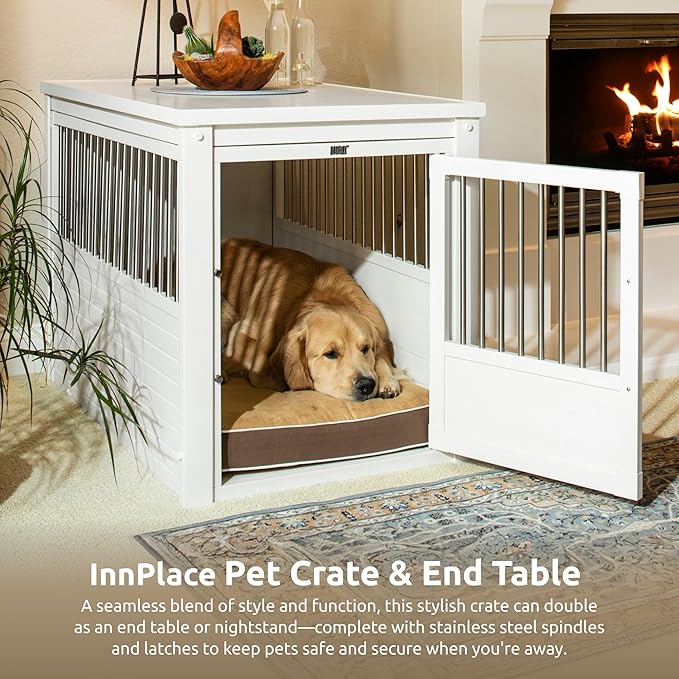 New Age Pet EHHC404XL ecoFLEX Pet Crate/End Table, Antique White, X-Large