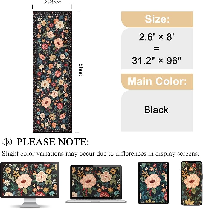 DUKINO Runner Rug, 2.6x8 Kitchen Rugs