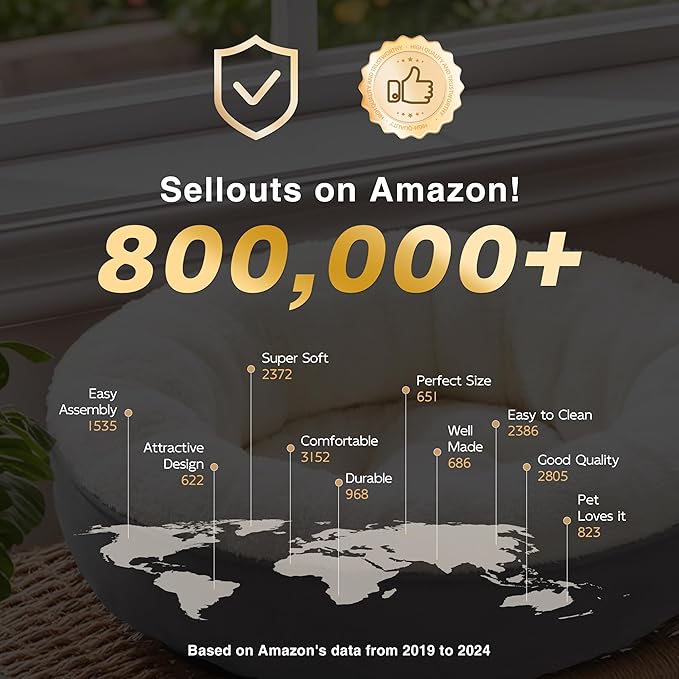 Love's cabin Round Donut Cat and Dog Cushion Bed, 30in Pet Bed for Medium or Large Dogs, Anti-Slip & Water-Resistant Bottom, Soft Durable Fabric Pet beds, Washable Calming Cat & Dog Bed Brown