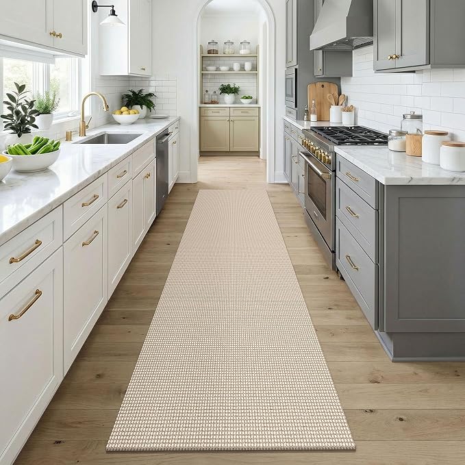 KOZYFLY Cotton Runners for Hallway 3x9, Wide Washable Runner Rug, Woven Non
