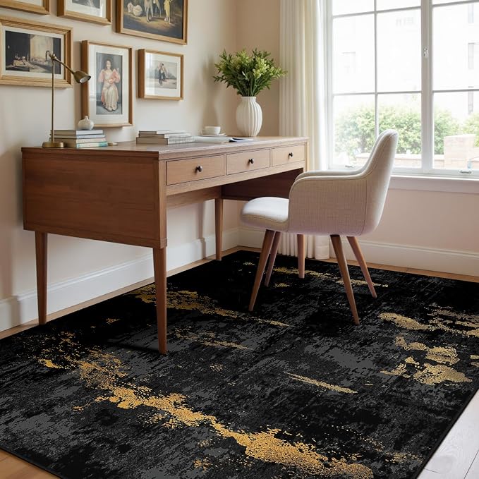 RELEANY Washable Area Rugs 4'x6' Non-Slip Modern Abstract Soft