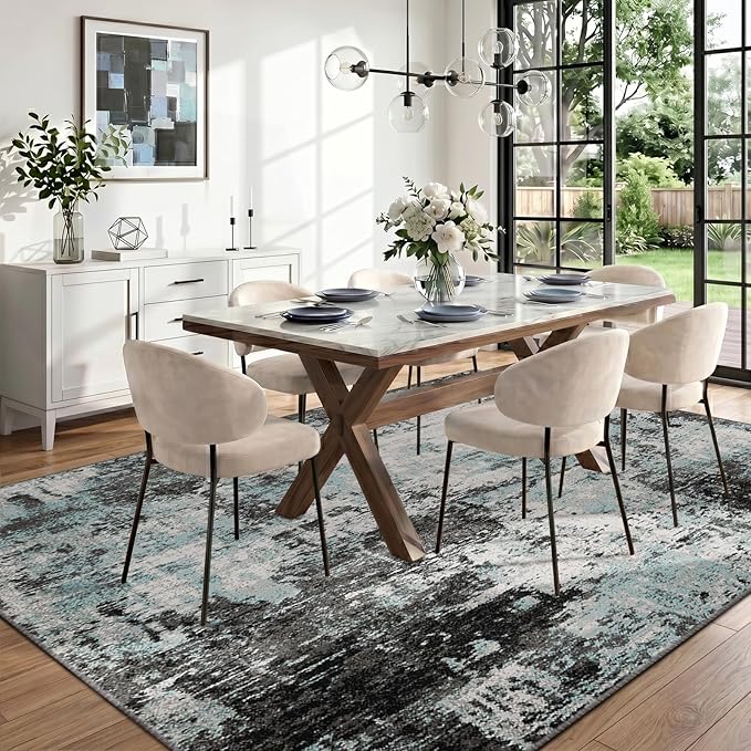 RELEANY Washable Area Rugs 5'x7' Non-Slip Modern Abstract Soft