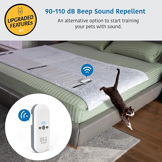 SVD.PET (2-Pack Pet Training Mat with Tester, Pet Shock Pad, Dogs & Cats Electronic Repellent mat for Indoor, 3 Training Modes, 5 Levels, Pet Safe Mode (White controler 22" X 16")