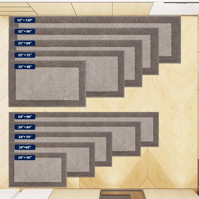 Machine Washable Kitchen Rug 24" x 84", Non Slip Kitchen Mat
