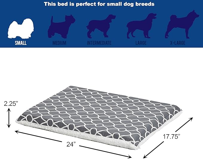 Midwest Homes for PetsQuiet Time Teflon Defender Dog Beds; Pet Beds Designed to Fit Folding Metal Dog Crates, Gray & White Geometric Pattern, 24-Inch