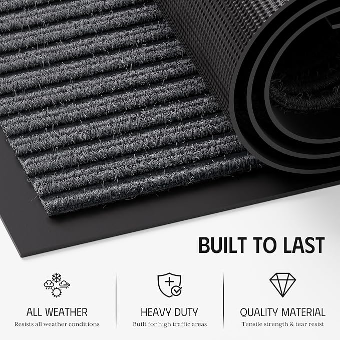 Front Door Mat 4' x 6', Heavy Duty Door Mat Outside Entrance, Non-Slip Welcome