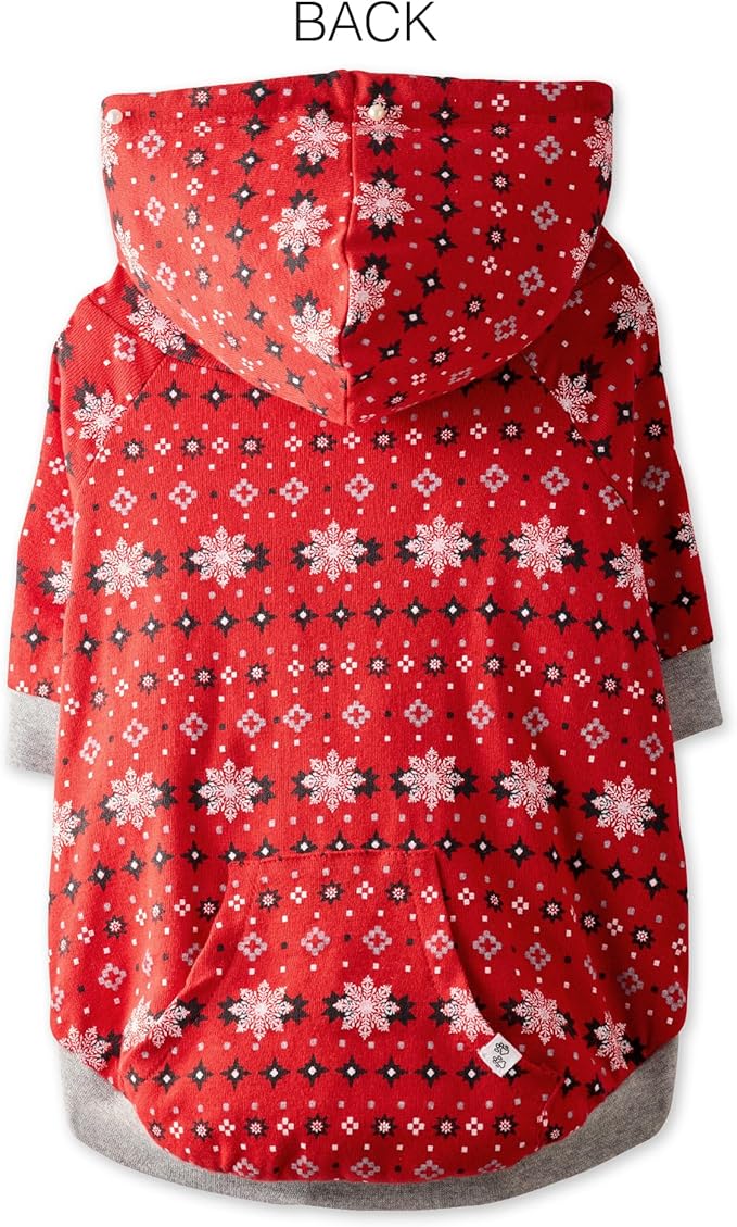 Rocky – The Orginal Lightweight Hooded TEE 100% Organic Cotton Dog Hoodie Pet Coat Sweater for Small, Medium, Large Dogs, Red Fair Isle, Medium