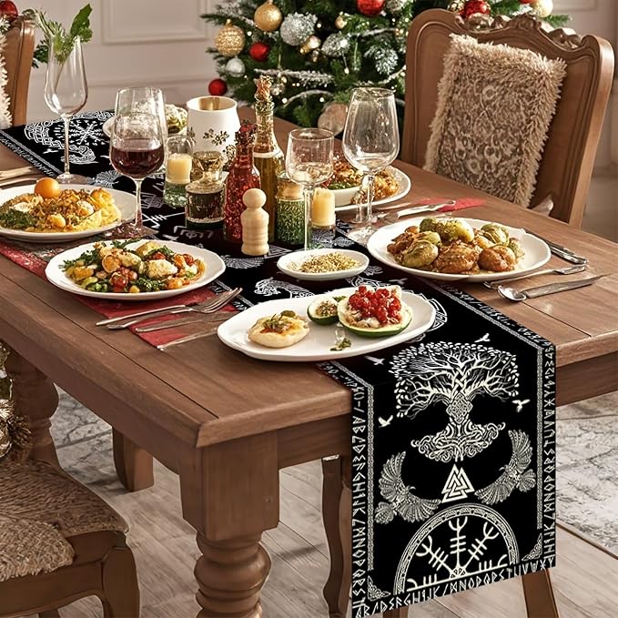 Viking Burlap Table Runner Seasonal Spring Fall Kitchen Dining Linen Table