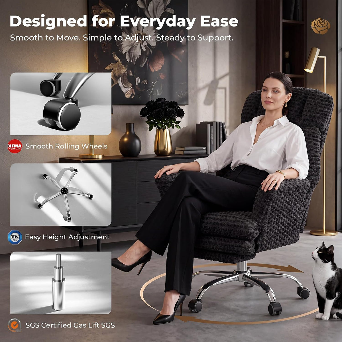 Big and Tall Heated Massage Office Chair with Footrest, 6-Point Vibration