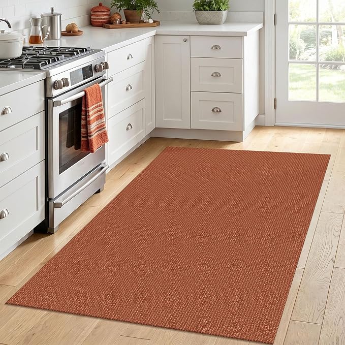 IOHOUZE Washable Area Rug 4x6 Non Slip Rubber Backed Woven Rugs