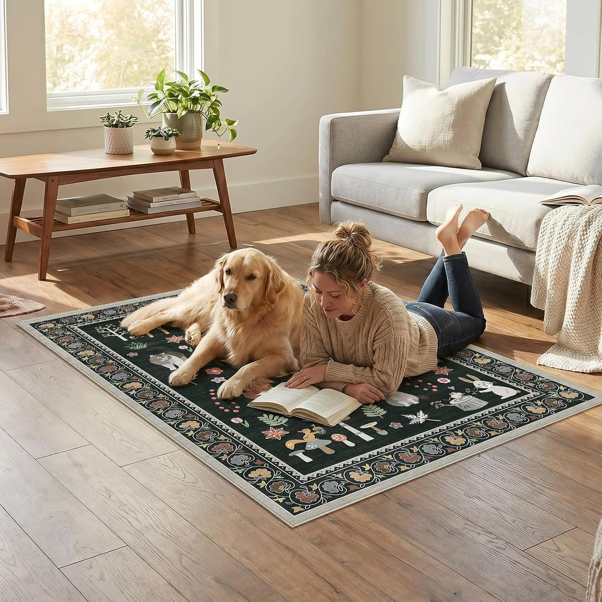 Office Chair Mat for Hardwood Floor & Tile Floor,48"X 60"-Colorful Animals