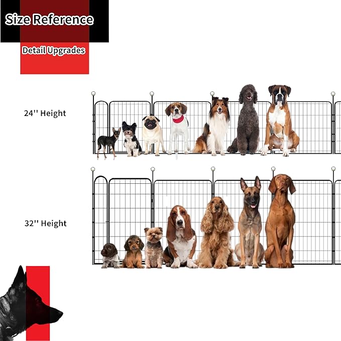 Puppy Playpen, IGOOUO 24'' Portable Dog Playpen with Easy-Carry Straps,4 Panels Dog Pen Play Pen for Small Dogs,Rustproof Pet Playpen for Camping RV Yard(with One Door)