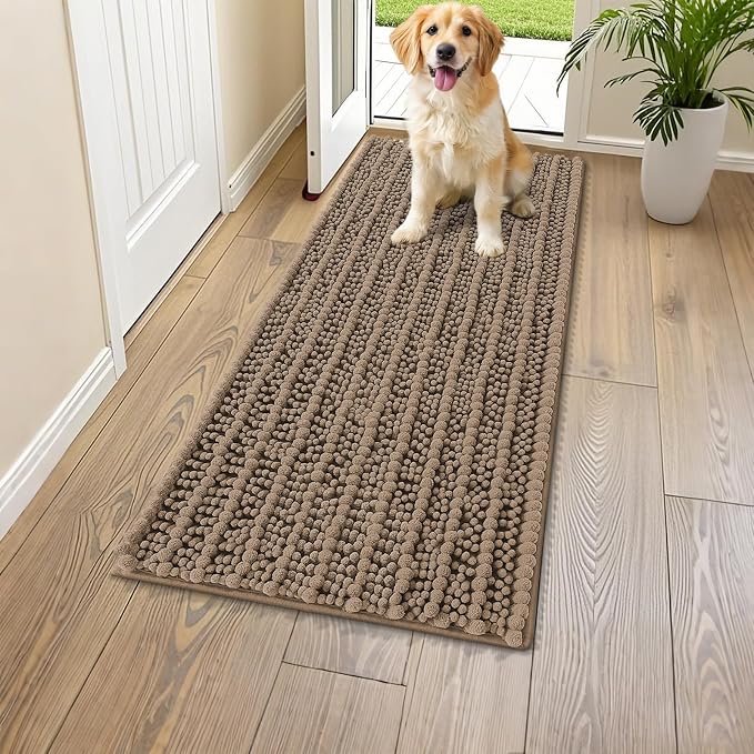 Smiry Dog Door Mat for Muddy Paws 47x24, Absorbent Dirt Trapper, Non-Slip