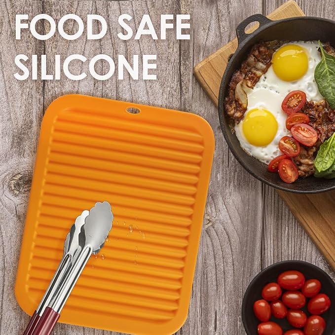 Silicone Trivets for Hot Pots and Pans, 9 * 12" Orange Silicone Hot Pads Pot