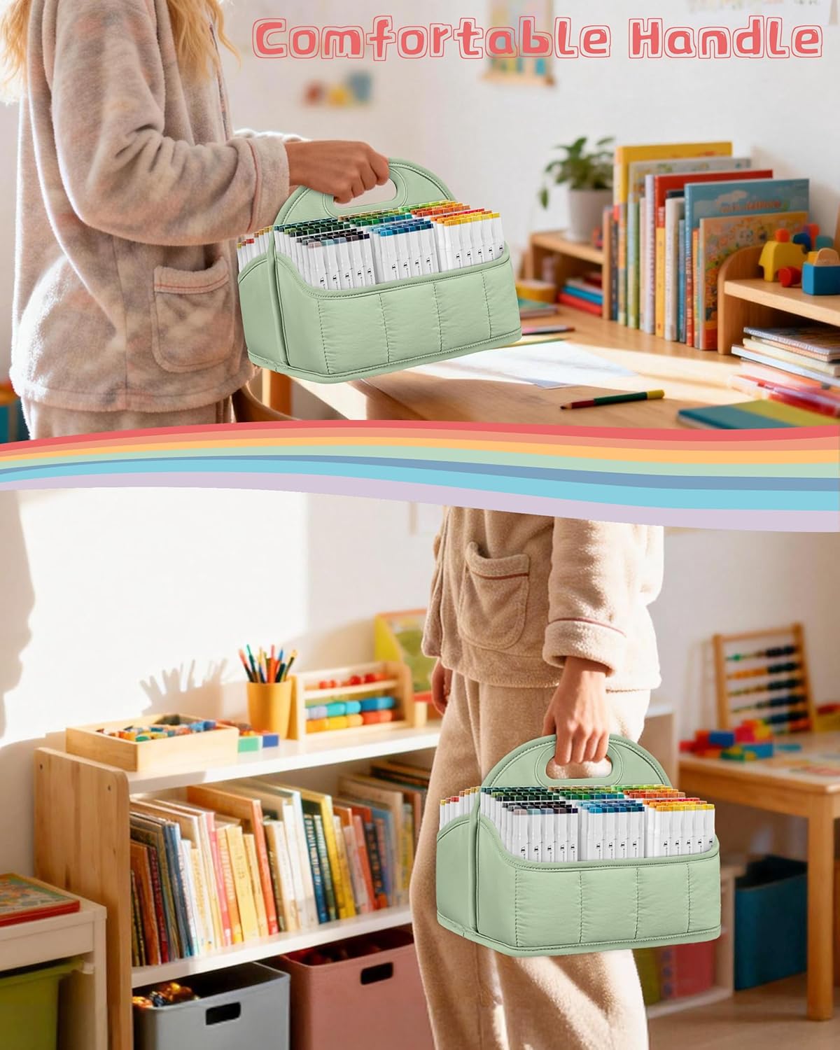 Rexmica Large Marker Caddy Organizer Case Bag for 210-400 Markers, Green