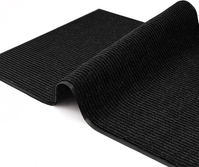 Commercial Door Mat 4'x16' Black, Heavy Duty Industrial Floor Mat
