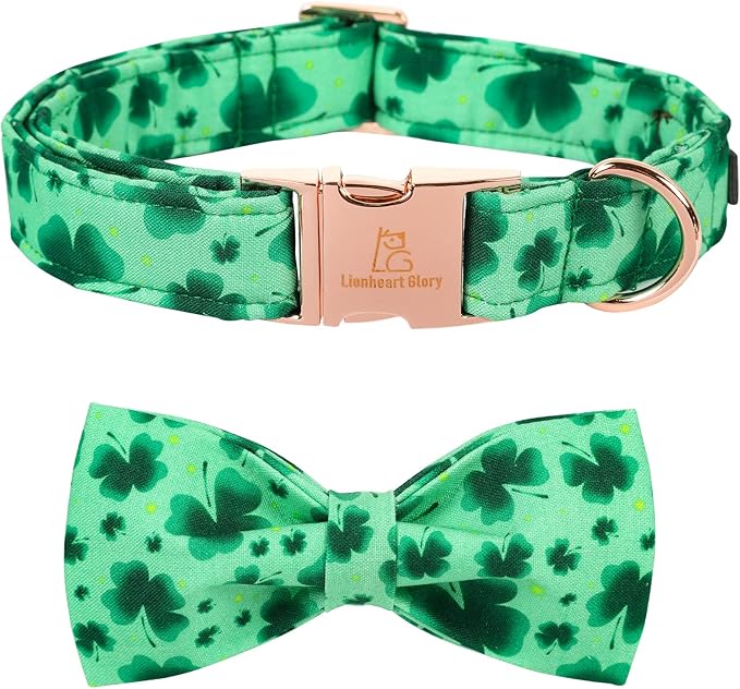 Lionheart glory Clover Dog Collar, Adjustable Dog Collar with Bowtie, Pet Gift Collar for Dog Soft Bowtie Dog Collars for X-Small Puppy