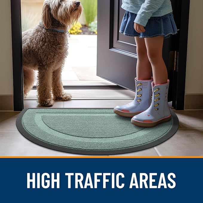 OLANLY Half Circle Door Mat Indoor Outdoor Entrance Welcome, Waterproof