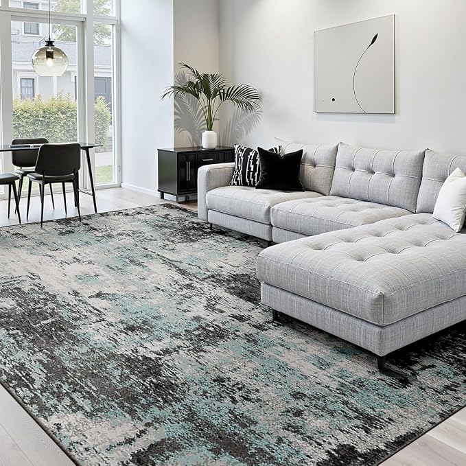 RELEANY Washable Area Rugs 6'x8' Non-Slip Modern Abstract Soft