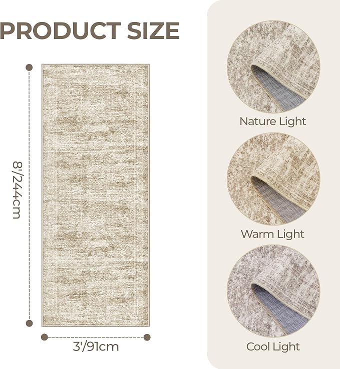 3x8 Runner Rug Non Slip Washable