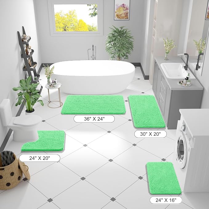 OLANLY Bathroom Runner Rugs 44x24, Soft Absorbent Chenille Bath Rugs, Rubber
