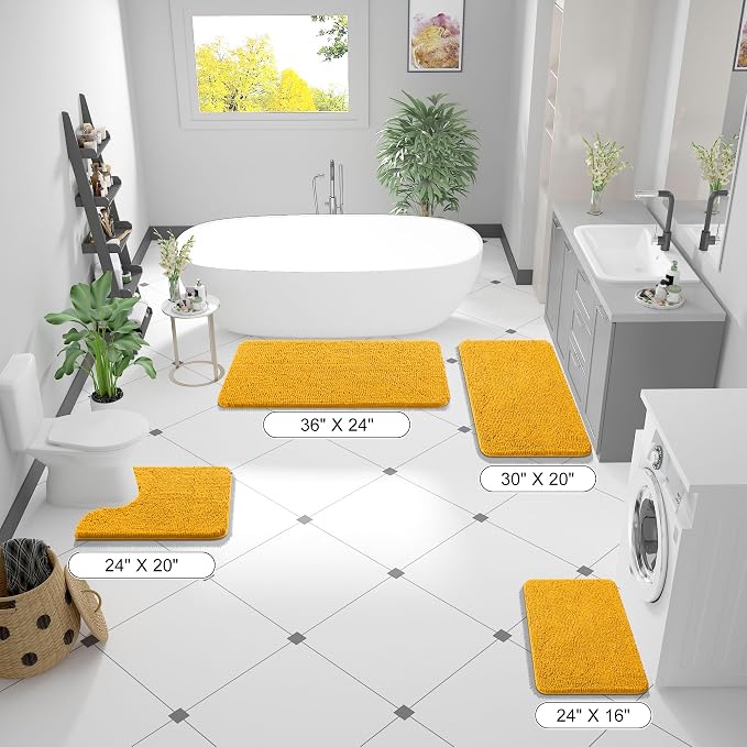 OLANLY Small Bathroom Rugs 24x16, Soft Absorbent Chenille Bath Rugs, Rubber
