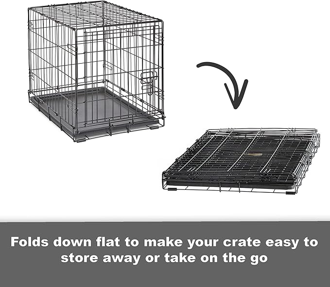 Midwest Homes for Pets 42-Inch New World Crate for Large Breeds, 71-90 lbs, Single Door Folding Dog Crate, Leak-Proof Tray & Secure Latch, Portable, Durable & Easy to Assemble
