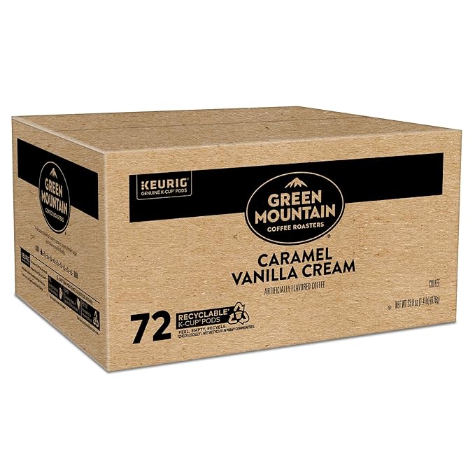 Green Mountain Coffee Roasters Caramel Vanilla Cream Keurig Single-Serve K-Cup pods, Light Roast Coffee, 72 Count